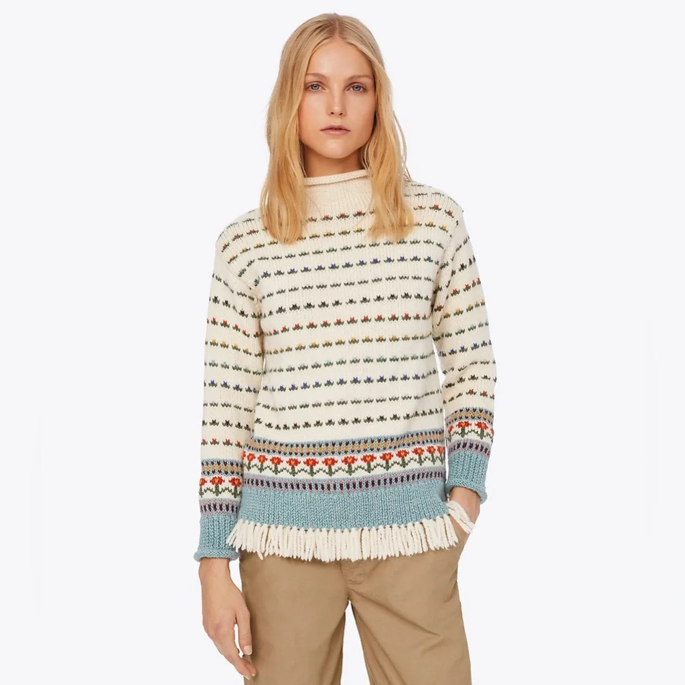 NWT $598 Tory Burch Floral Jacquard Sweater